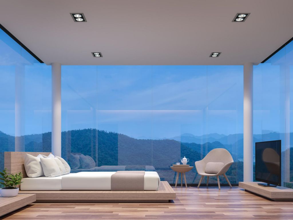 night-scene-glass-house-bedroom-with-mountain-view-3d-render